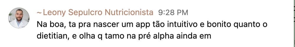 Depoimento de nutricionista sobre o Dietitian via WhatsApp