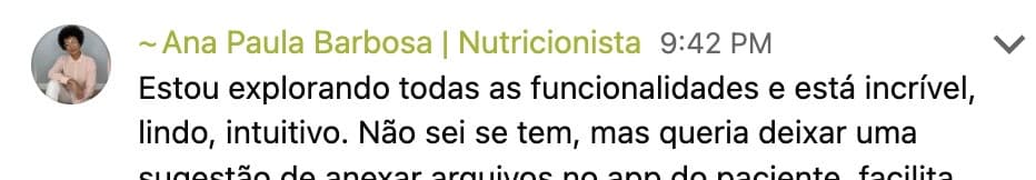 Depoimento de nutricionista sobre o Dietitian via WhatsApp